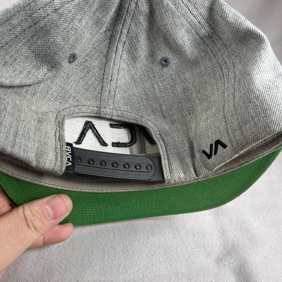 RVCA Hat Mens One Size Gray Snapback Cap Flat Bill Surfer Skater Casual - Picture 9 of 10